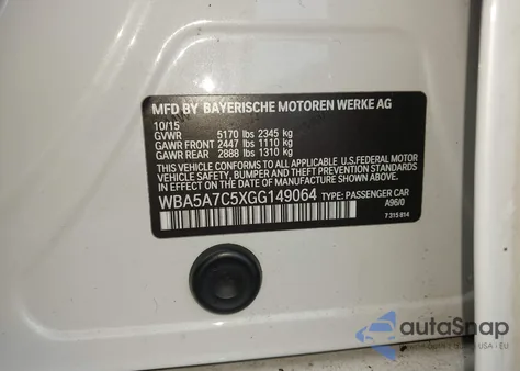 2016 BMW 528I xDrive z USA, uszkodzony, nr VIN WBA5A7C5XGG149064